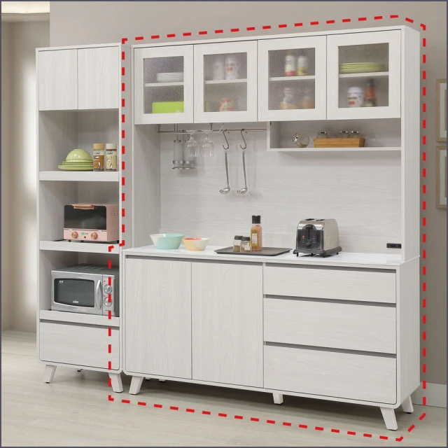 麗得傢居 蜜雪6.7尺餐櫃組合 2.7尺電器櫃+4尺餐櫃二件