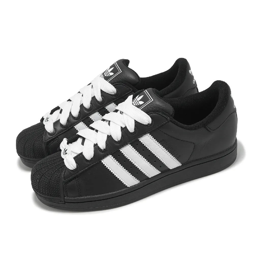 【adidas 愛迪達】休閒鞋 Superstar II 男鞋 女鞋 黑 白 經典 皮革 貝殼頭 三葉草 情侶鞋 愛迪達(JI3538)