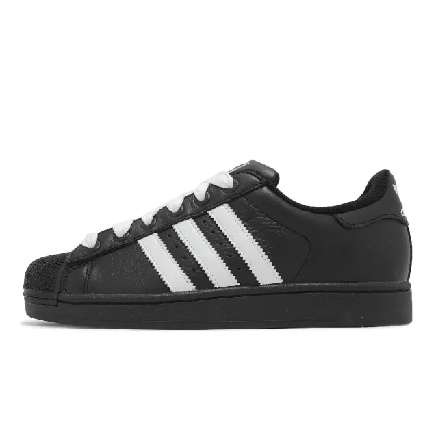 【adidas 愛迪達】休閒鞋 Superstar II 男鞋 女鞋 黑 白 經典 皮革 貝殼頭 三葉草 情侶鞋 愛迪達(JI3538)