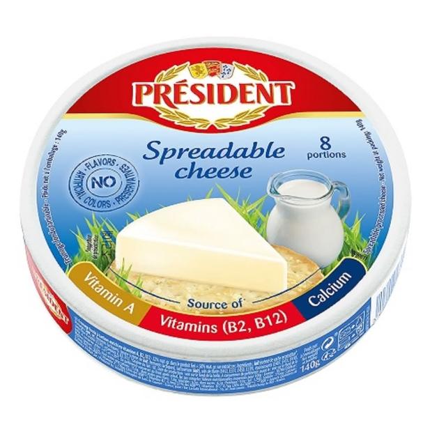 【PRESIDENT 總統牌】總統牌軟質原味乾酪 140GX5盒(進口食材 起司片 乳製品)
