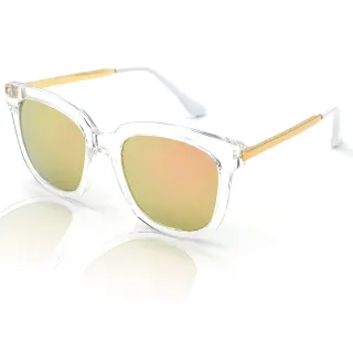 【DZ】買一送一 UV400防曬太陽眼鏡墨鏡-唯意方刻(透框金粉膜)