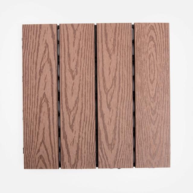 【特力屋】哈里森塑木拼接踏板 深棕 9入 30x30cm