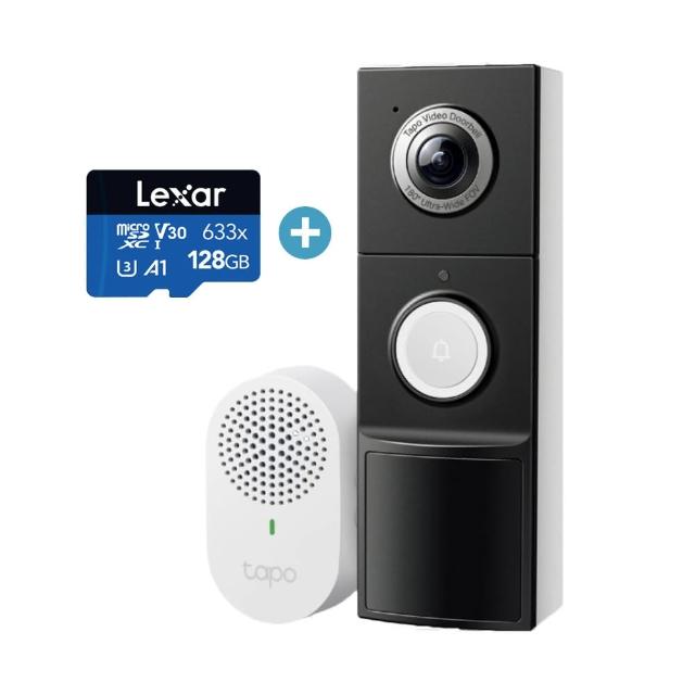 (128G記憶卡組)【TP-Link】Tapo D235 2K 5MP 電池/電線 AI智慧視訊門鈴(全彩夜視/180°超廣角/支援512GB)