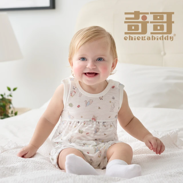 奇哥 比得兔 嬰幼童裝 跳跳兔長袍妙妙裝/連身衣-天絲橫紋單