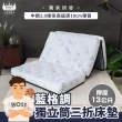 【小老闆寢具】雙人加大6尺 藍格調 天絲獨立筒13cm 摺疊床墊(摺疊好收納 租屋/外宿便攜)