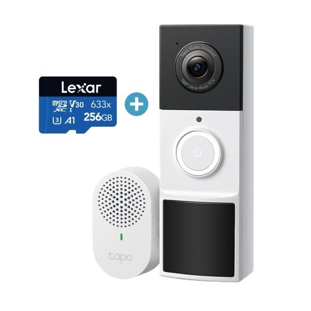 (256G記憶卡組)【TP-Link】Tapo D210 2K 300萬畫素 AI智慧無線視訊門鈴(全彩夜視/160°超廣角全身入鏡/支援