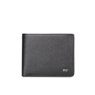 【BRAUN BUFFEL 德國小金牛】台灣總代理 至尊 12卡中間翻透明窗短夾-黑色(BF536-317-BK)