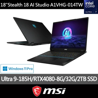 【MSI 微星】18吋Ultra9-185H RTX4080輕薄高效能AI筆電(Stealth18 AI Studio/32G/2T SSD/W11P/A1VHG-014TW)