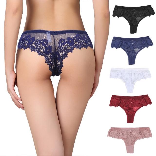 【Muses】全蕾絲情趣內褲 蕾絲棉內褲 女用丁字褲 女生花內褲 淺紫蕾絲 柔滑貼身 親膚透氣(51-72kg)