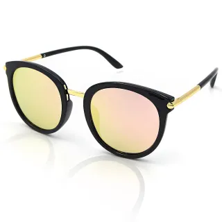 【DZ】買一送一 UV400防曬偏光太陽眼鏡墨鏡-風尚圓柱(黑框金粉膜)