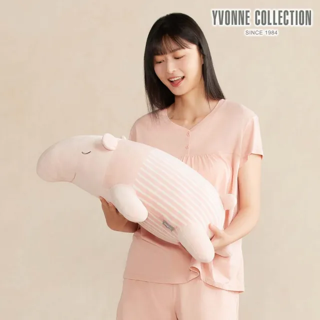 【YVONNE 以旺傢飾】馬來貘趴姿抱枕-貝殼粉