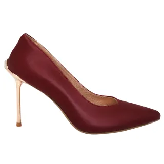 【Ann’S】後跟單顆寶石-質感絲光羊皮真皮細跟高跟尖頭婚鞋8.5cm(紅)