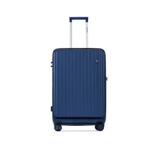【NINE WEST 官方直營】BYRON經典直條 24吋前開式防爆耐摔可擴充旅行行李箱 NW31268(藍色)