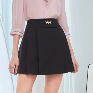 【H2O】前中腰帶壓褶裙(#5672003 安全褲、短褲裙 卡其/丈青色)