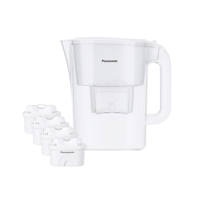 【Panasonic 國際牌】3.5L雙口速淨濾水壺-白 共1壺4芯(TK-CNP55-W)