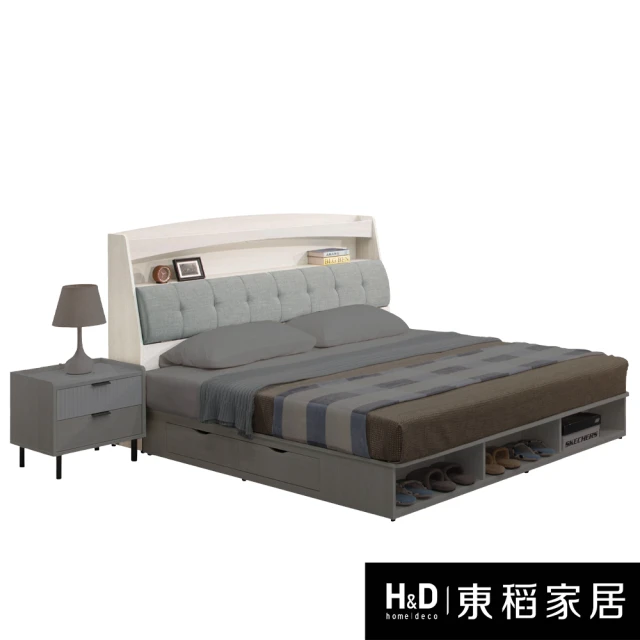 H&D 東稻家居 洗白6尺布面床頭片 雙人加大床頭(THY2