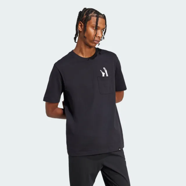 【adidas 愛迪達】短袖上衣 男 M L SLIDE PKT T 黑 JC5283