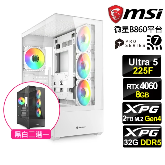 微星平台 U5十核RTX4060 Win11{聖戰士W}電競