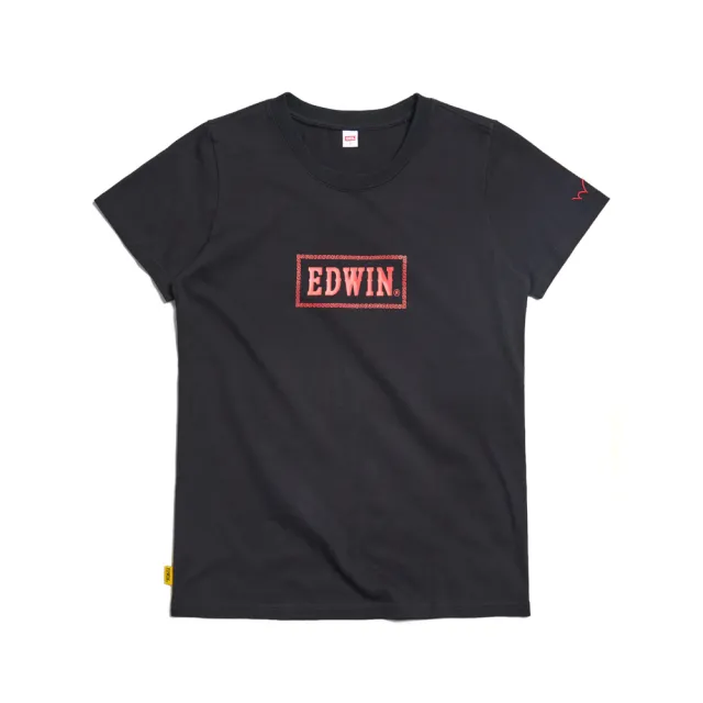 【EDWIN】女裝 白沙屯媽祖保庇短袖T恤(黑色)