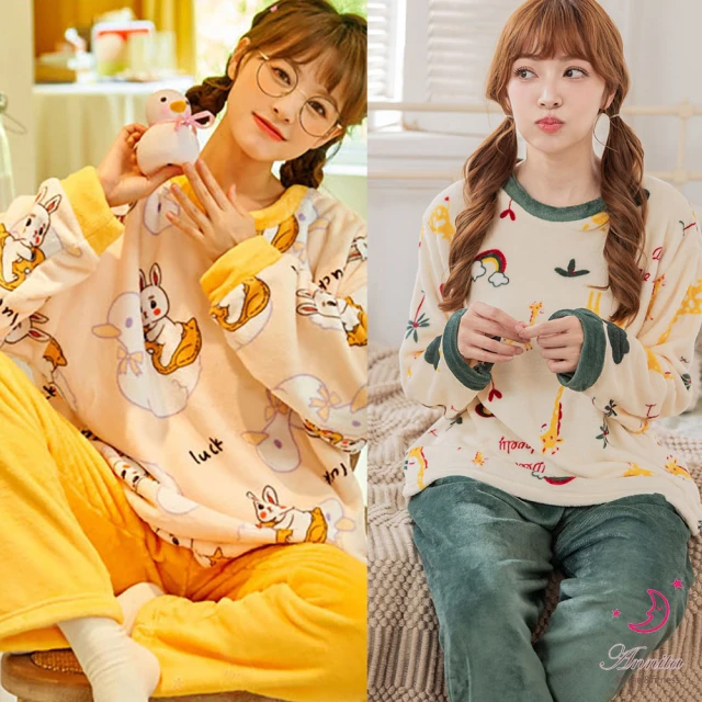 Chic Chic 琪琪 1套組-趣味小熊棉質翻領居家套裝(