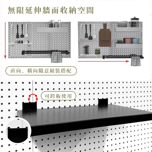 【撥撥的架子】2片 40.5x23cm 不銹鋼洞洞板 浴室置物架 304 居家收納 清潔用具整理架(不鏽鋼洞洞板-二片)