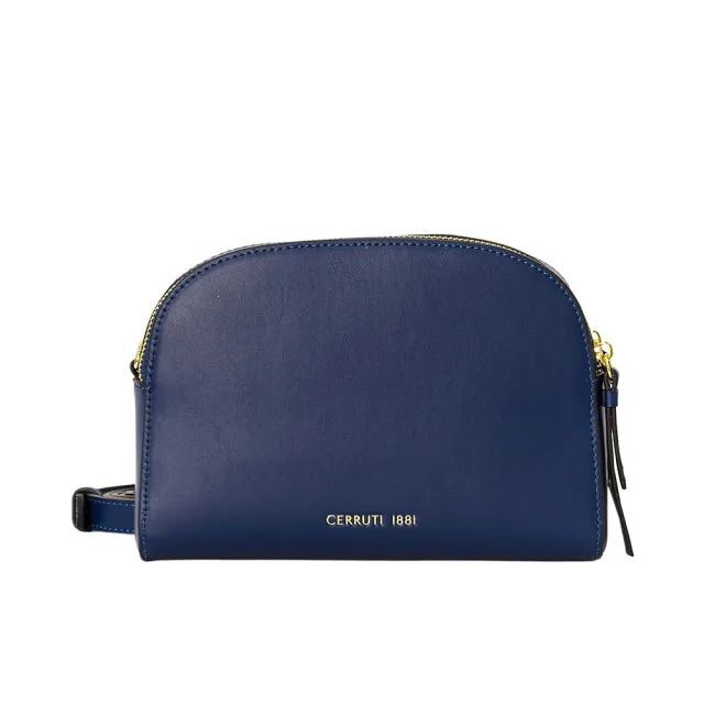 【Cerruti 1881】限量2折 義大利原裝進口 頂級小牛皮肩背包側背包 全新專櫃展示品(深藍色 CEBA06619M)
