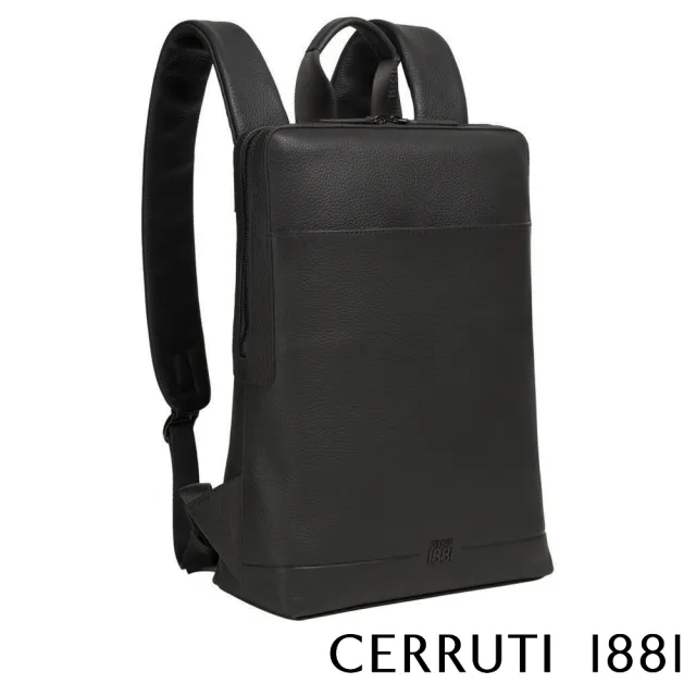 【Cerruti 1881】限量2折 義大利原裝進口 頂級小牛皮後背包 全新專櫃展示品(黑色 CEZA06822M)