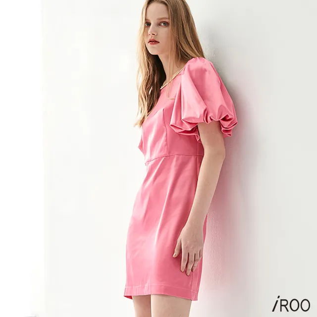 【iROO】俏皮粉桃色小禮服
