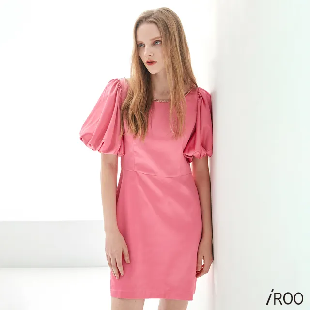 【iROO】俏皮粉桃色小禮服