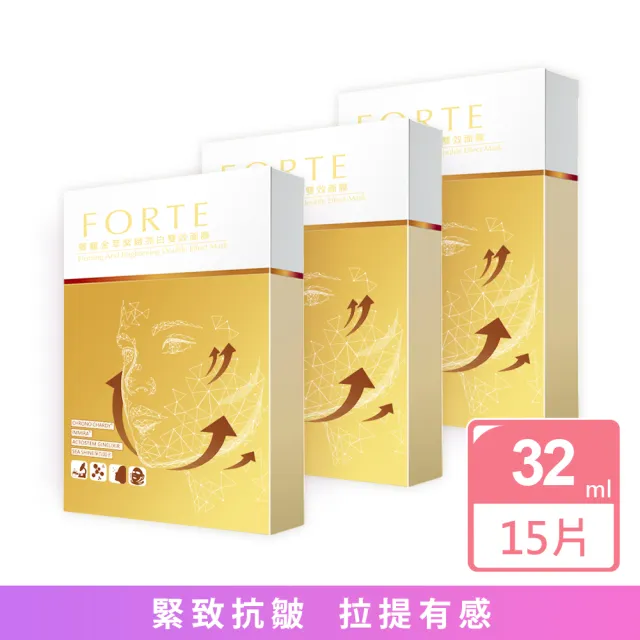【FORTE】台塑生醫奢寵金萃緊緻亮白雙效面膜暢銷3入組(共15片)