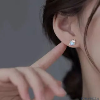 【Porabella】S925純銀鋯石耳環耳釘 星星耳釘 月光石耳環 招好運桃花耳針 耳飾 Earrings