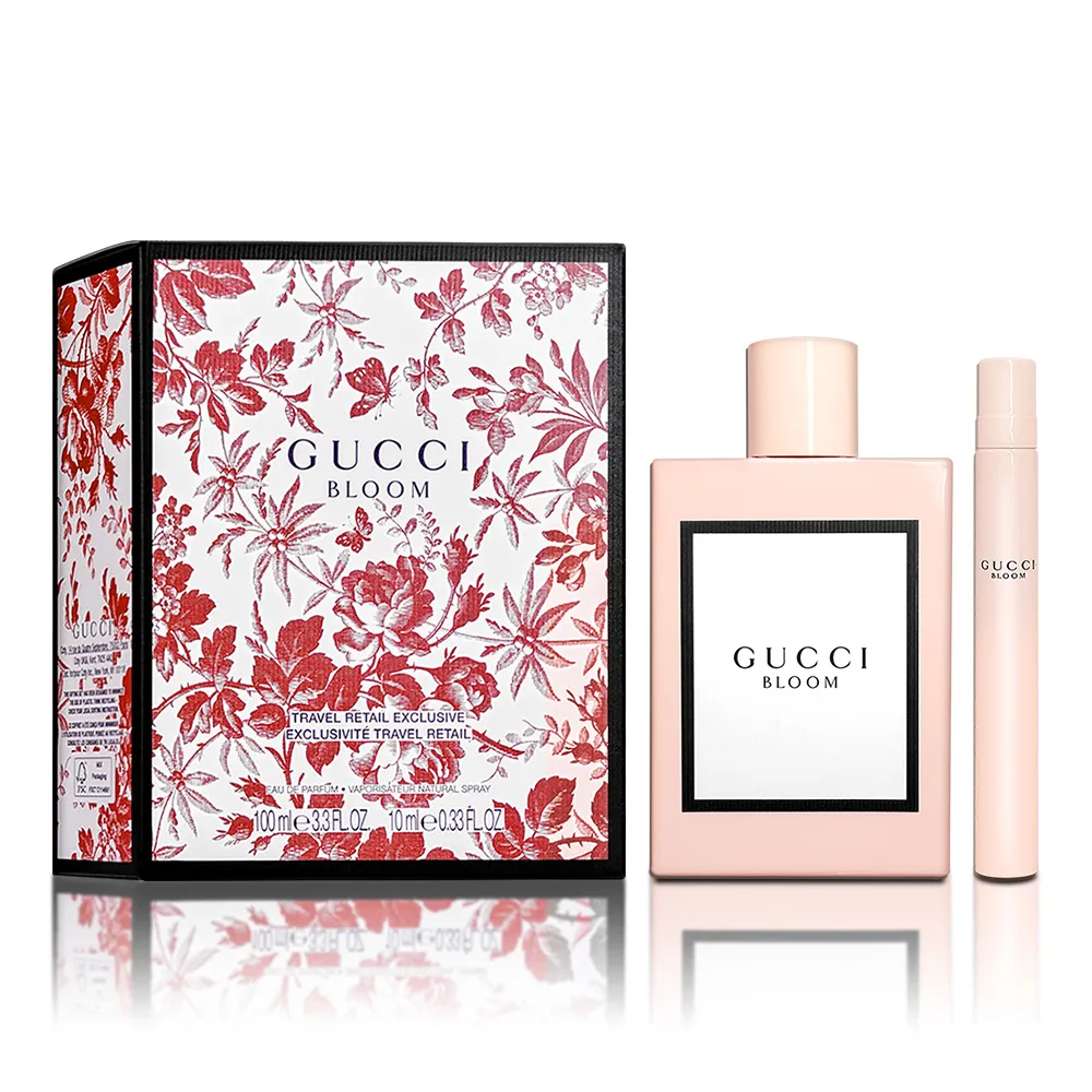 【GUCCI 古馳】花悅女性淡香精香氛禮盒(淡香精100ML+隨身瓶10ML 平行輸入)