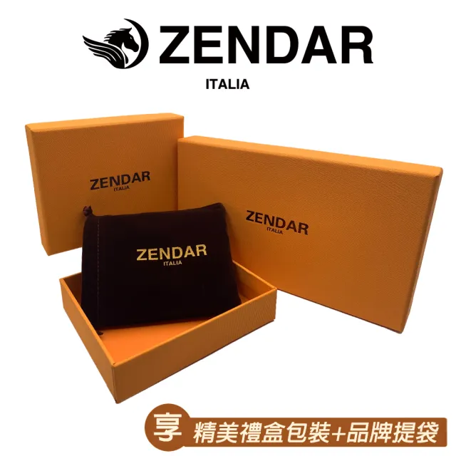 【ZENDAR】台灣總代理 限量1折 頂級小牛皮十字紋拉鍊長夾 貝兒系列 全新專櫃展示品(琥珀色 送禮盒提袋)