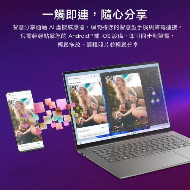 【Lenovo】15.3吋Ultra 7觸控AI筆電(Yoga Slim 7/83HM000NTW/Ultra 7-258V/32G/1TB SSD/W11P/三年保)