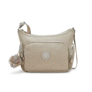 【KIPLING官方旗艦館】『牛角包』深米色老花輕巧多袋實用側背包-GABB S