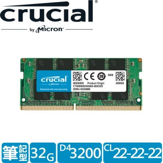 【Crucial 美光】DDR4 3200 32GB 筆電記憶體(CT32G4SFD832A)
