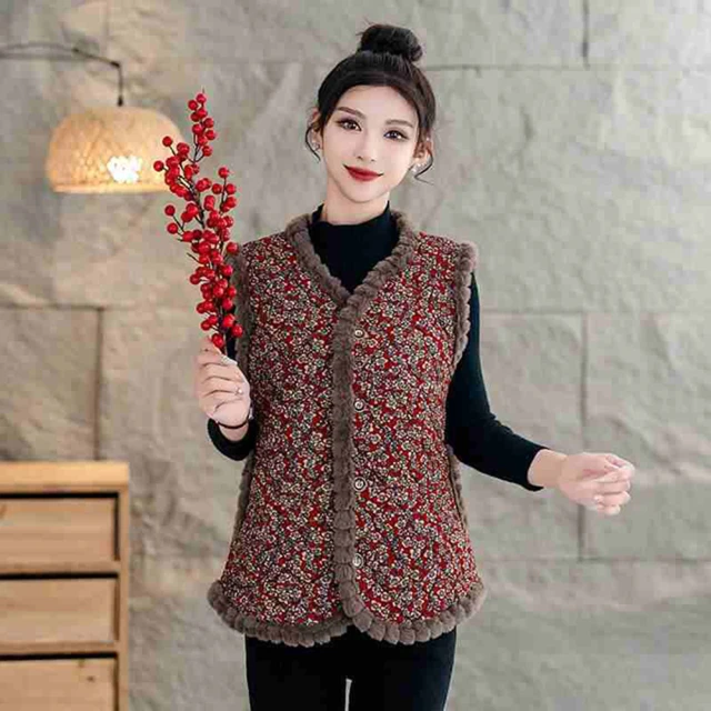 K.W. 現貨韓國朵朵花加絨保暖升級背心(共1色)