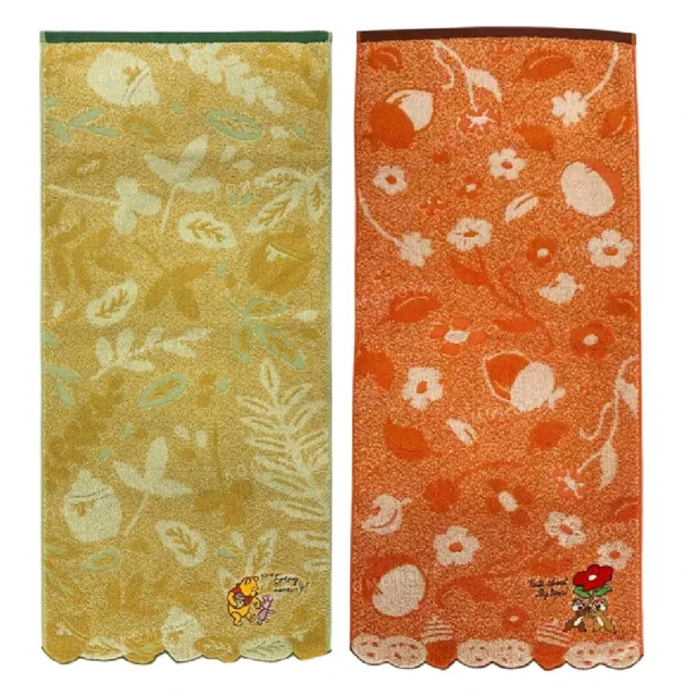 小禮堂 迪士尼 小熊維尼 奇奇蒂蒂 棉質長毛巾 34x80c