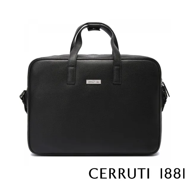 【Cerruti 1881】限量2折 義大利原裝進口 頂級小牛皮公事包/斜背包 CECA06035M 全新專櫃展示品(黑色)