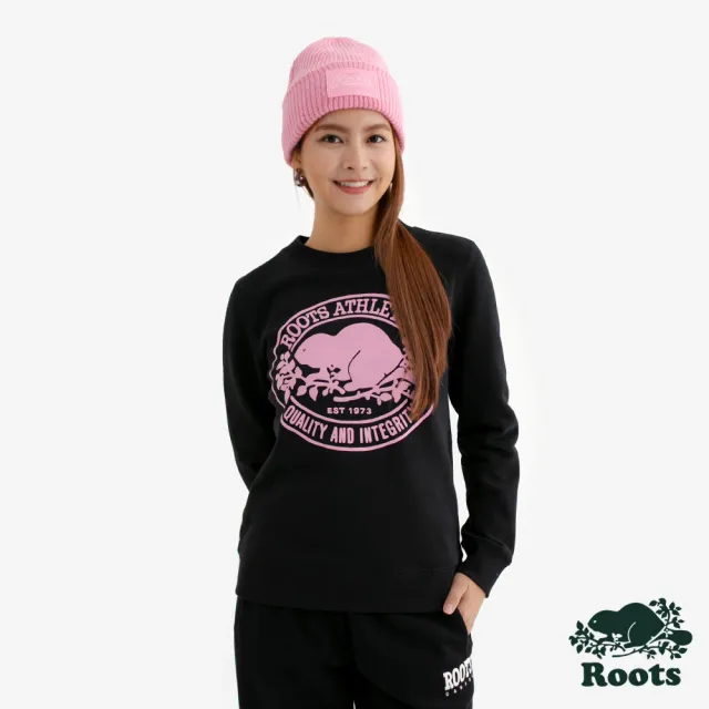 【Roots】Roots女裝- HERITAGE BEAVER 圓領上衣(黑色)
