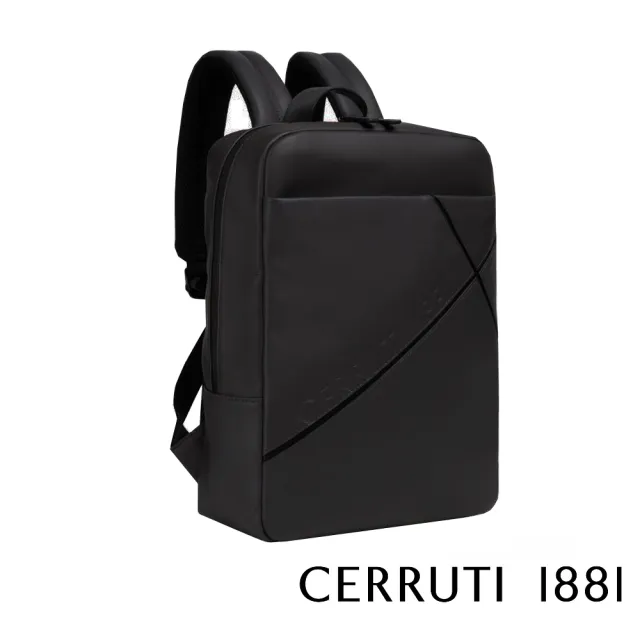 【Cerruti 1881】限量2折 義大利原裝進口 頂級小牛皮後背包 CEZA06252M 全新專櫃展示品(黑色)