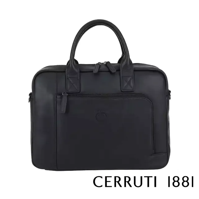 【Cerruti 1881】限量2折 義大利原裝進口 頂級小牛皮公事包/斜背包 CECA06226M 全新專櫃展示品(黑色)