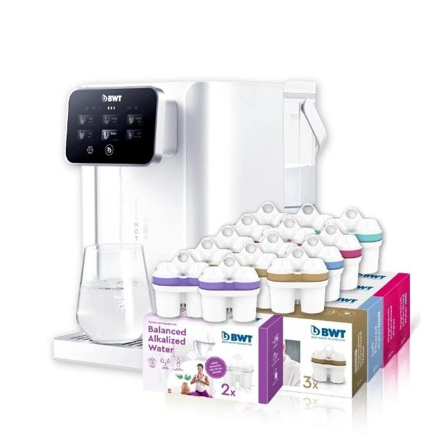 【BWT 德國倍世】桌上型瞬冰瞬熱淨飲水機 1機15芯 鎂離子+鋅鎂離子+超軟水+矽鎂離子+鹼性水(AQA EASY)