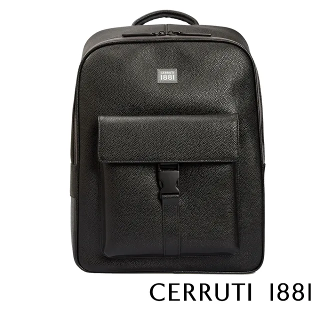 【Cerruti 1881】限量2折 義大利原裝進口 頂級小牛皮後背包 CEZA05340M 全新專櫃展示品(黑色)