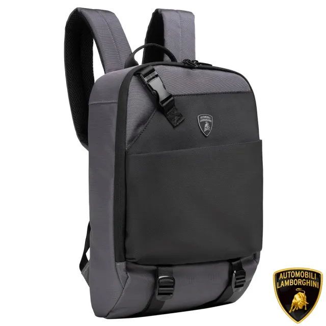 【Automobili Lamborghini】藍寶堅尼 限量2折 義大利頂級後背包 全新專櫃展示品 452T灰色