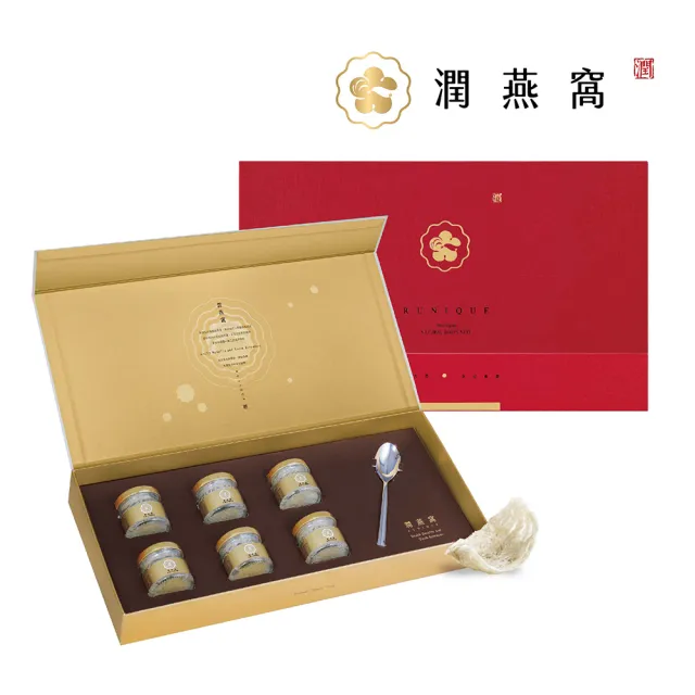 【潤燕窩】24K極濃一品金燕-6入燕窩禮盒 贈德國訂製湯匙(現燉燕窩、養生、送禮、母親節)
