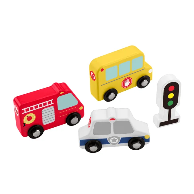 【Fisher price 費雪】木製小車組(寶寶安撫/嬰兒玩具/彌月禮/新生兒)