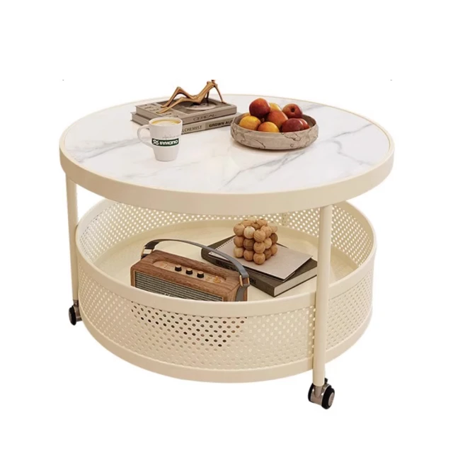 SongSH （直徑80cm）奶油風輕奢岩板客廳茶几小戶型家