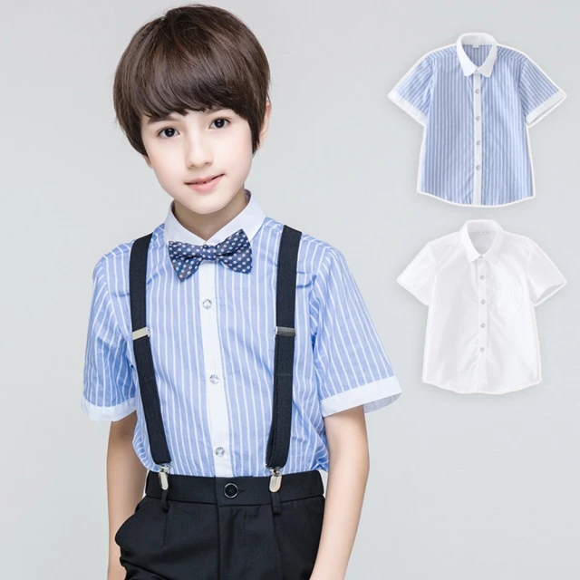 橘魔法 長袖深藍點點滾邊小口袋襯衫(畢業典禮 表演 襯衫 花