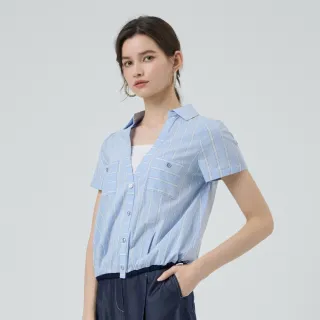 【ILEY 伊蕾】法式休閒排釦純棉上衣(淺藍；M-XL；1252021536)